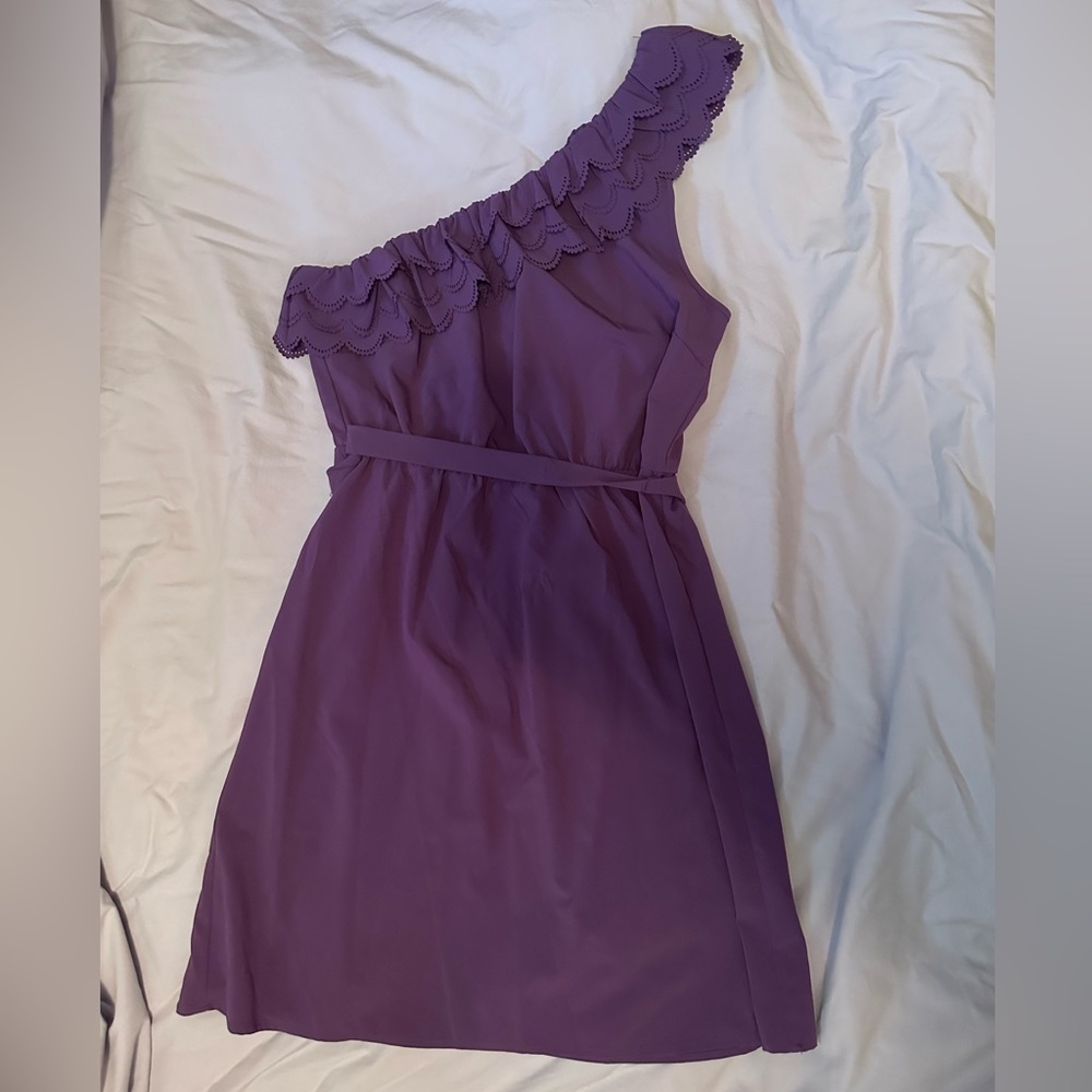 Delia one shoulder purple dress